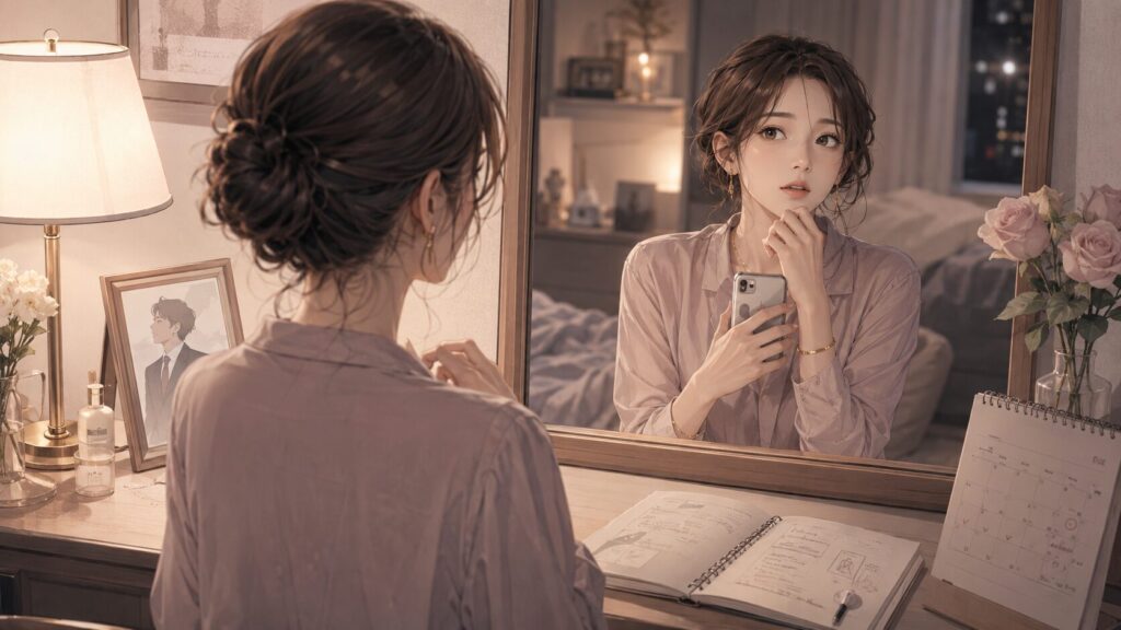 公務員という肩書きへの期待と現実の恋愛を鏡越しに見つめ直す女性