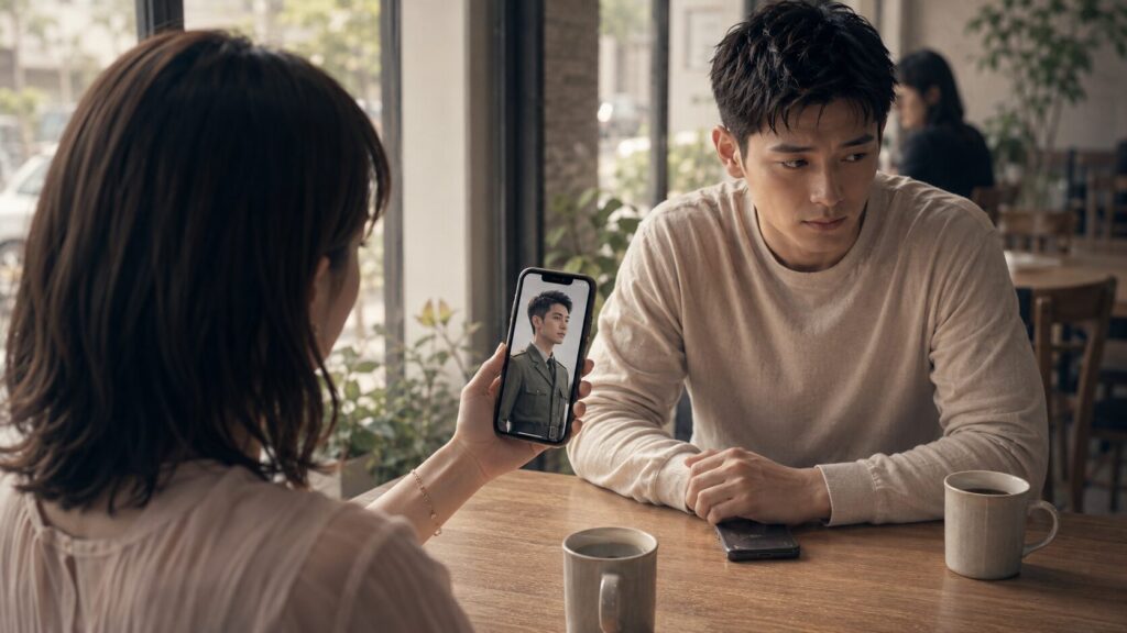制服姿のプロフィールだけで一途だと判断せず、男性の曖昧な態度を見極める女性