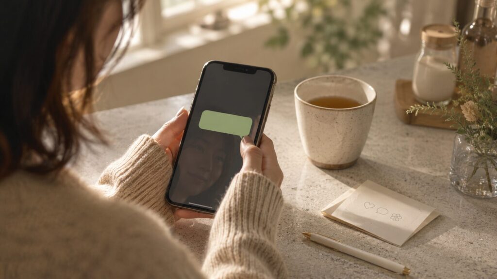 自衛隊彼氏へ責めずに要望を伝える短いLINEを送ろうとする女性