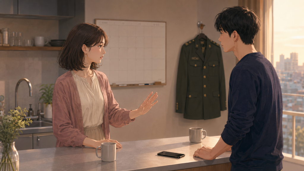 幹部自衛官の仕事を尊重しながら、自分の希望と境界線を対等に伝える女性