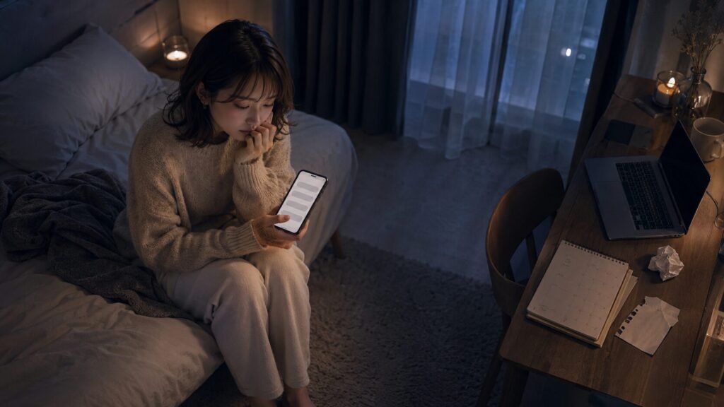 追いLINEやSNS検索によって自衛隊彼氏への不安を悪化させそうになる女性