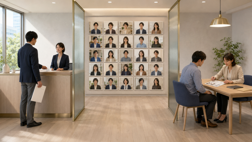 公務員本人の入会確認、一般職を含む相手候補、担当者による支援を3つの領域に分けた構図