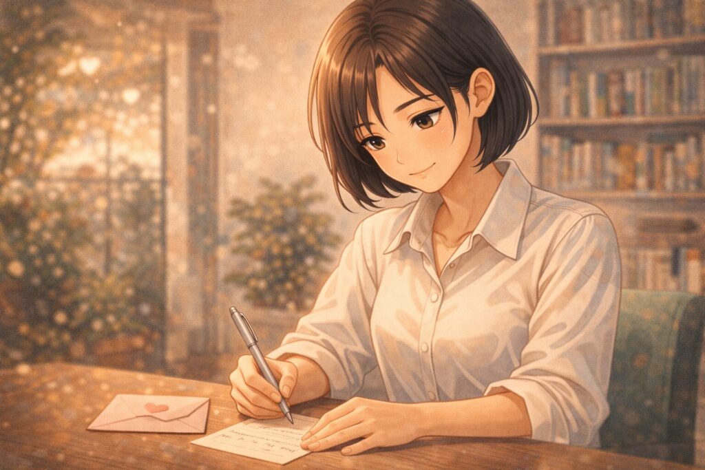 手紙を書く女性