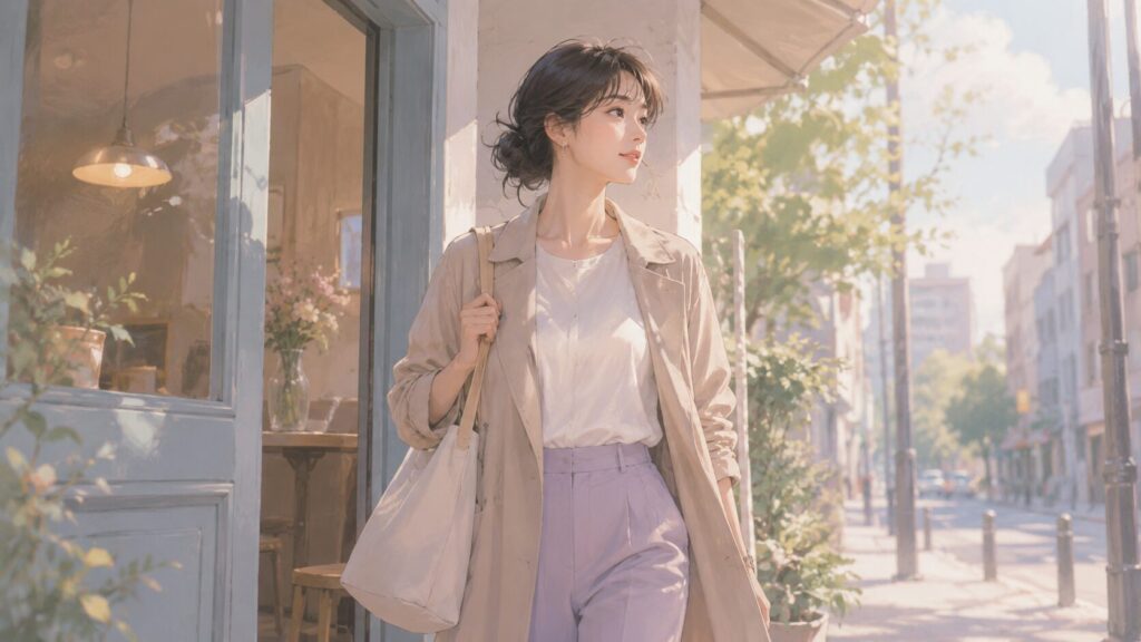 恋愛で傷ついた自分を立て直し、朝の街へ歩き出す女性