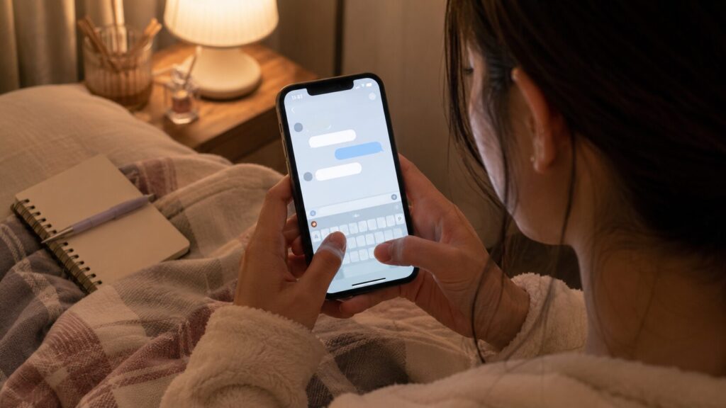会う頻度が合わない彼氏に寂しさを伝えるLINEを送ろうとしている女性の手元