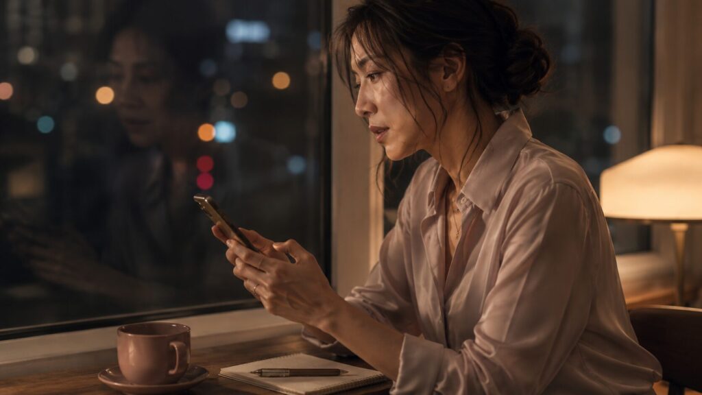 ロミオとジュリエット効果に飲まれず、彼へ冷静にLINEで話し合いを提案する女性の手元