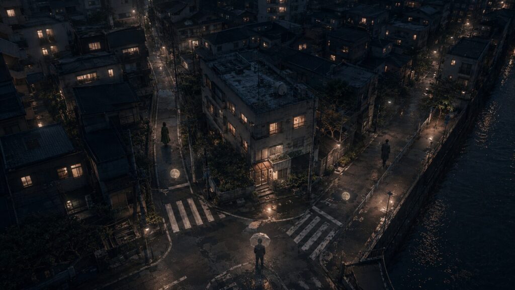 夜の東京で別々の道を進む三人の人物が、一つの場所へ収束する『1Q84』の逆ビッグバン構造