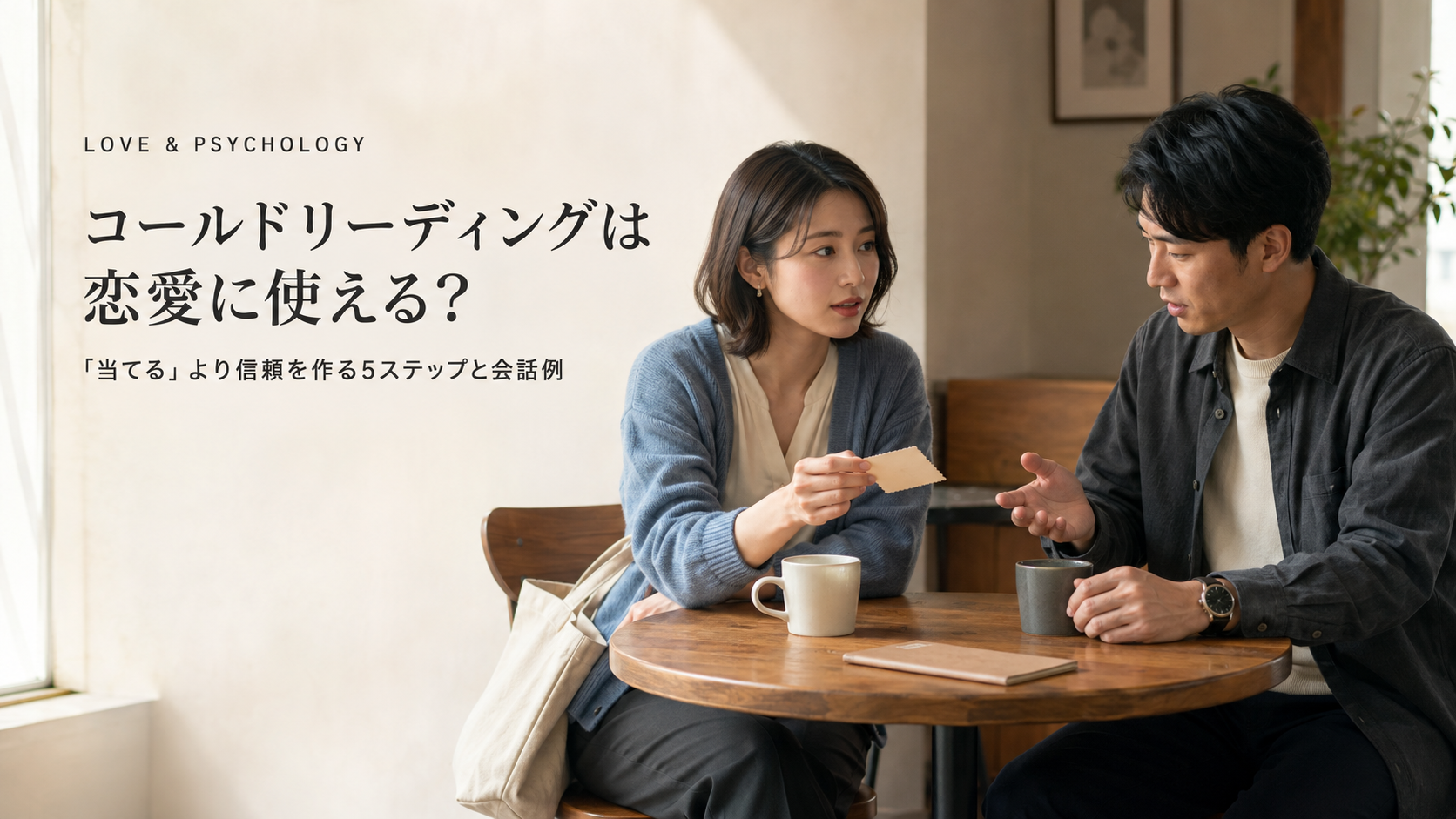 小さなカフェで映画の半券を示しながら自分の意図を説明する女性と、その言葉を聞き直す男性
