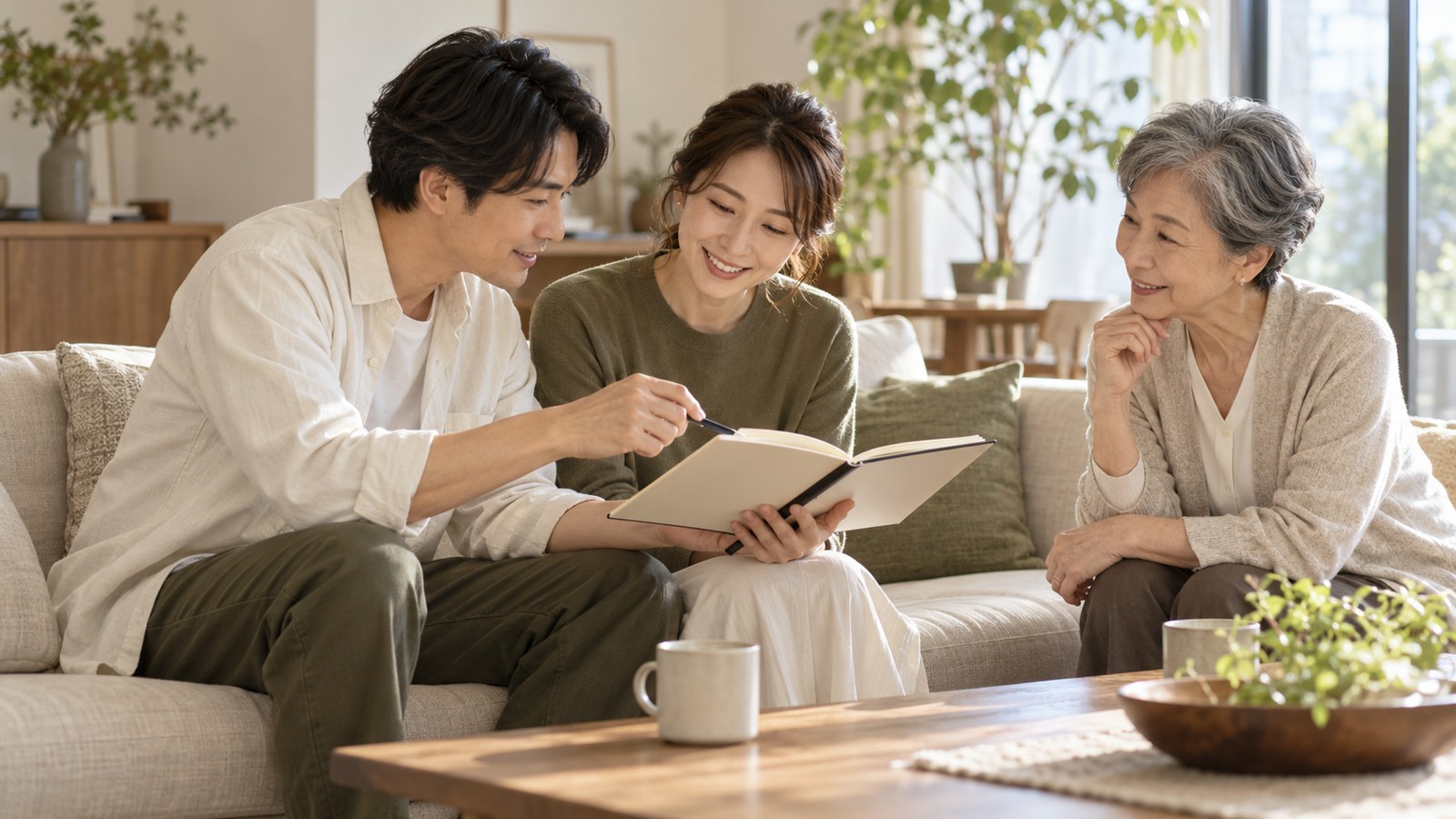 親と今後の暮らしについて話す二人