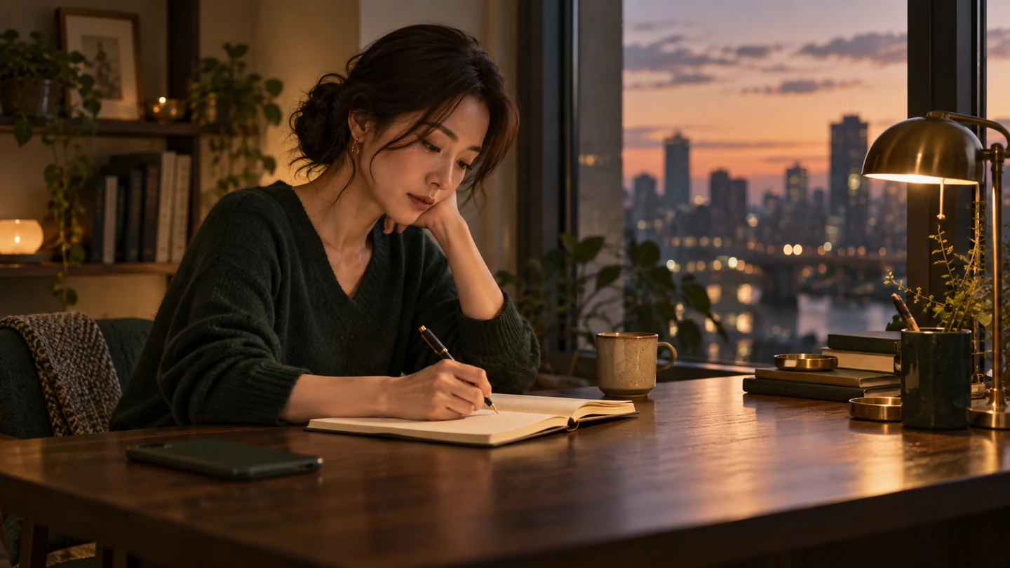 恋愛の悩みをノートに書いて整理する女性のイメージ