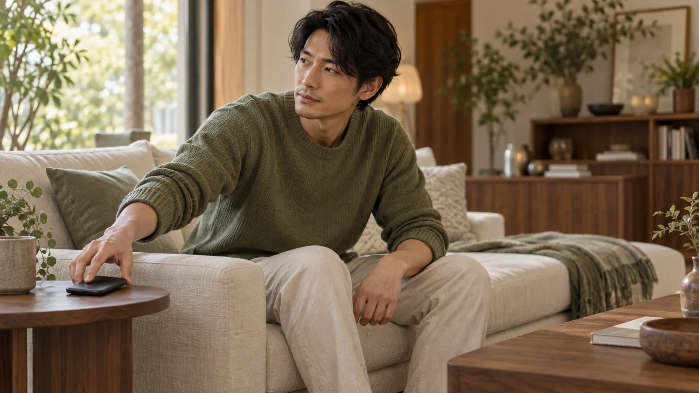 連絡から離れて自分の時間を持つ男性のイメージ