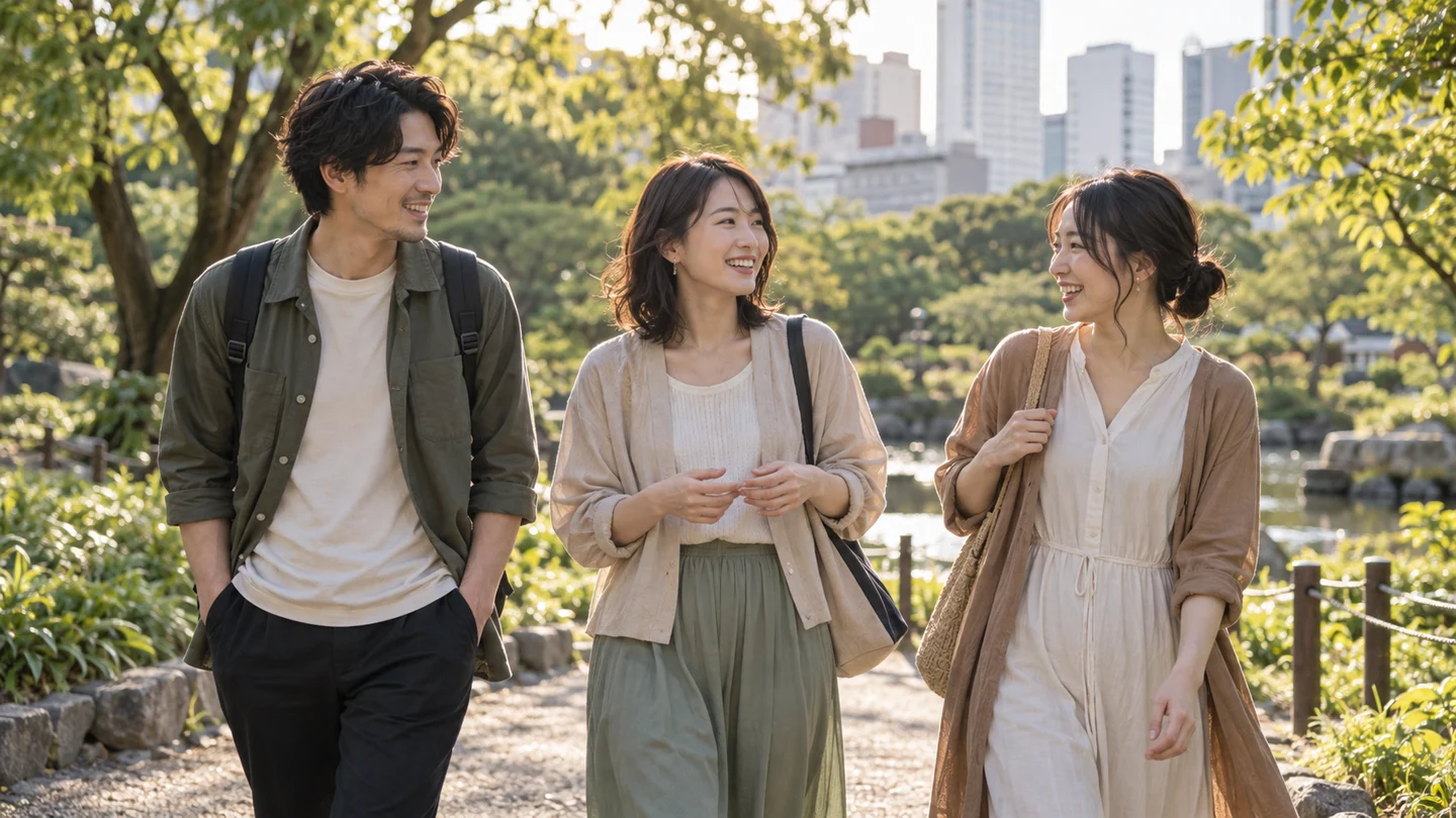 恋人以外にも相談できるつながりを持つ、友人同士のイメージ