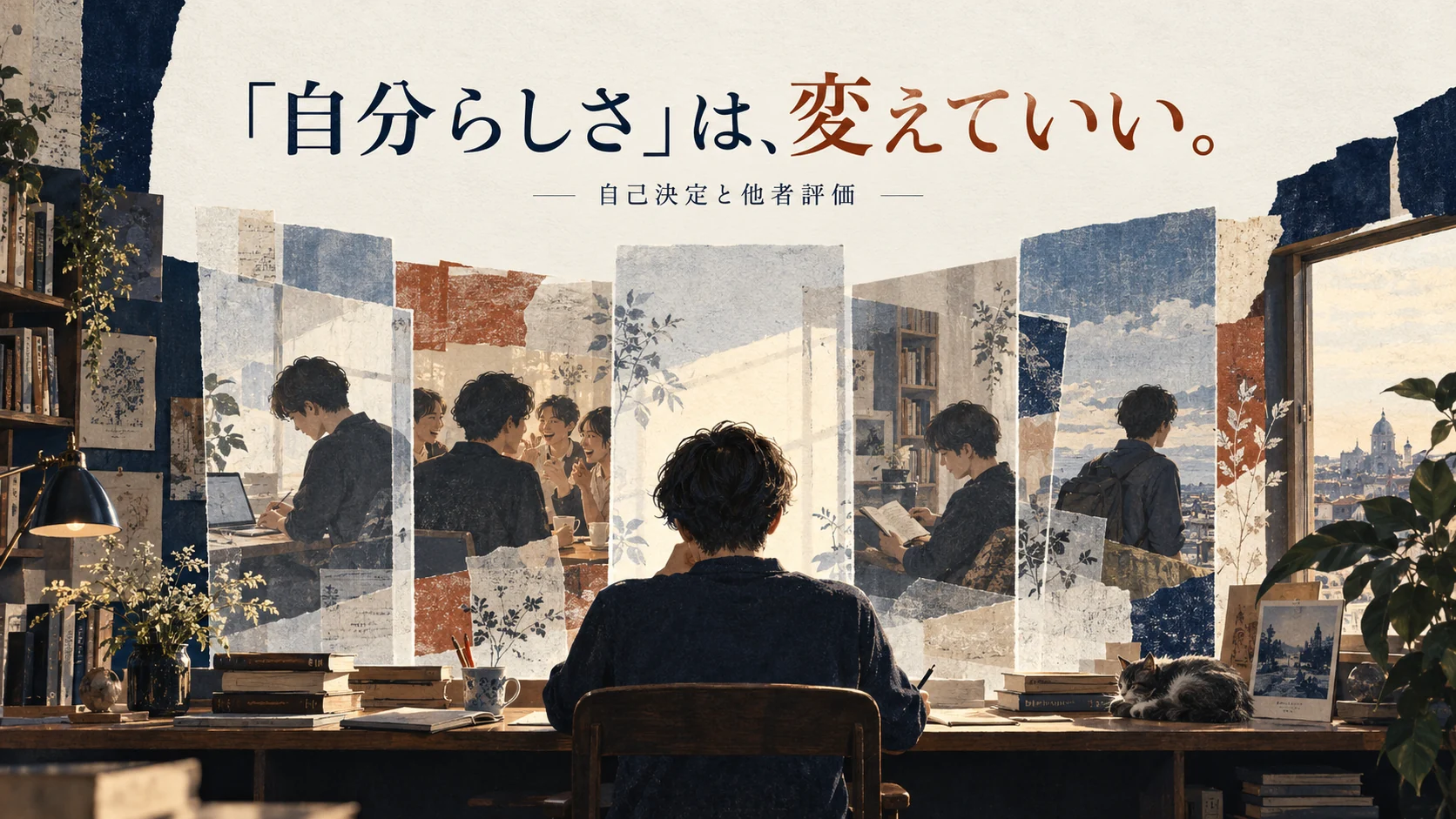 場面ごとに異なる自分を重ねて描いた、自分らしさと自己決定の表紙