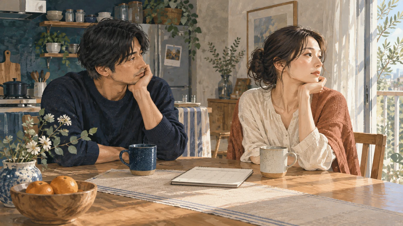 朝の食卓で、これからのことを考える二人